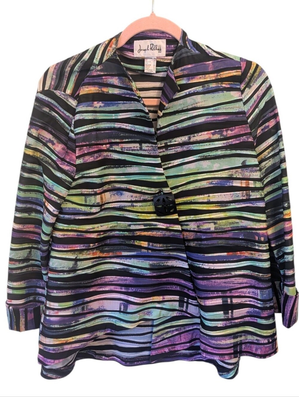 Joseph Ribkoff Oversized Multicolored Striped Blazer Jacket Size 4